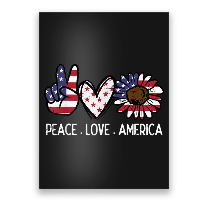 Peace Love America US Flag Fourth Womens 4th Of July Patriot Poster