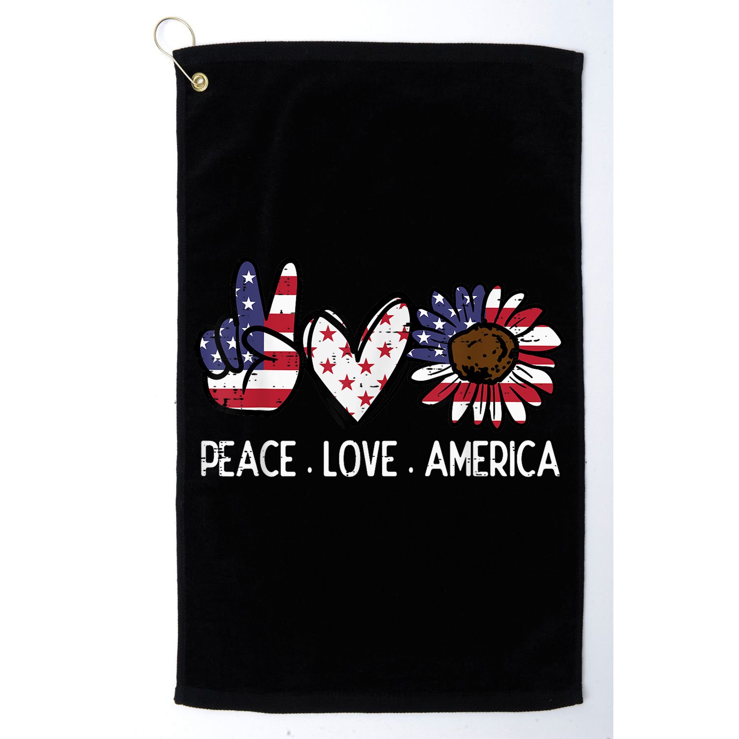 Peace Love America US Flag Fourth Womens 4th Of July Patriot Golf Towel