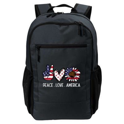 Peace Love America US Flag Fourth Womens 4th Of July Patriot Daily Commute Backpack