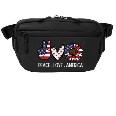 Peace Love America US Flag Fourth Womens 4th Of July Patriot Crossbody Pack