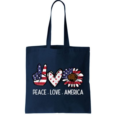 Peace Love America US Flag Fourth Womens 4th Of July Patriot Tote Bag