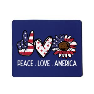 Peace Love America US Flag Fourth Womens 4th Of July Patriot Mousepad