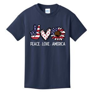 Peace Love America US Flag Fourth Womens 4th Of July Patriot Kids T-Shirt