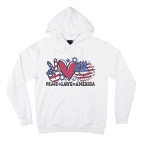 Peace Love America US Flag Groovy Freedom Day 4th Of July Hoodie