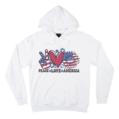 Peace Love America US Flag Groovy Freedom Day 4th Of July Hoodie