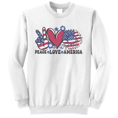 Peace Love America US Flag Groovy Freedom Day 4th Of July Sweatshirt