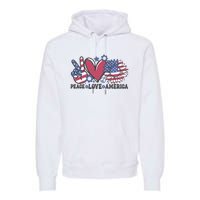 Peace Love America US Flag Groovy Freedom Day 4th Of July Premium Hoodie