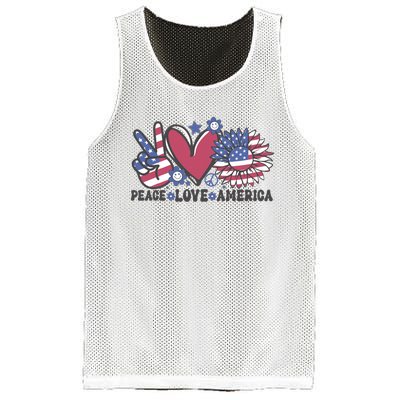 Peace Love America US Flag Groovy Freedom Day 4th Of July Mesh Reversible Basketball Jersey Tank