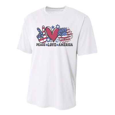 Peace Love America US Flag Groovy Freedom Day 4th Of July Performance Sprint T-Shirt