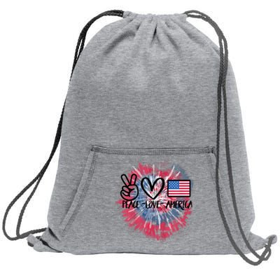 Peace Love America Tie Dye 4th Of July Girl US Flag Sweatshirt Cinch Pack Bag