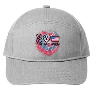 Peace Love America Tie Dye 4th Of July Girl US Flag 7-Panel Snapback Hat