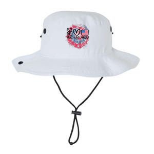 Peace Love America Tie Dye 4th Of July Girl US Flag Legacy Cool Fit Booney Bucket Hat