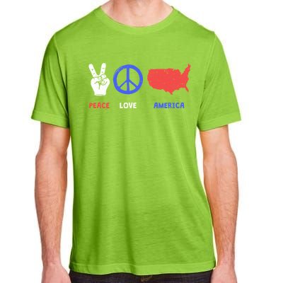 Peace Love America 4th Of July Costume Hippie Patriotic Gift Adult ChromaSoft Performance T-Shirt