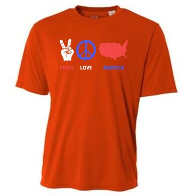 Peace Love America 4th Of July Costume Hippie Patriotic Gift Cooling Performance Crew T-Shirt