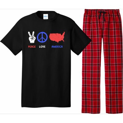 Peace Love America 4th Of July Costume Hippie Patriotic Gift Pajama Set