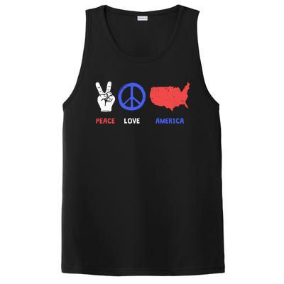 Peace Love America 4th Of July Costume Hippie Patriotic Gift PosiCharge Competitor Tank