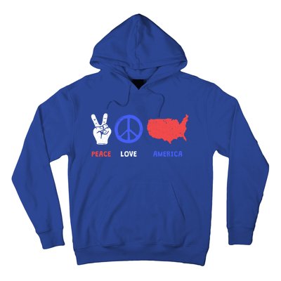 Peace Love America 4th Of July Costume Hippie Patriotic Gift Hoodie