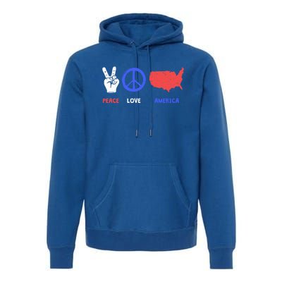 Peace Love America 4th Of July Costume Hippie Patriotic Gift Premium Hoodie