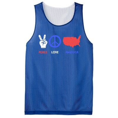 Peace Love America 4th Of July Costume Hippie Patriotic Gift Mesh Reversible Basketball Jersey Tank