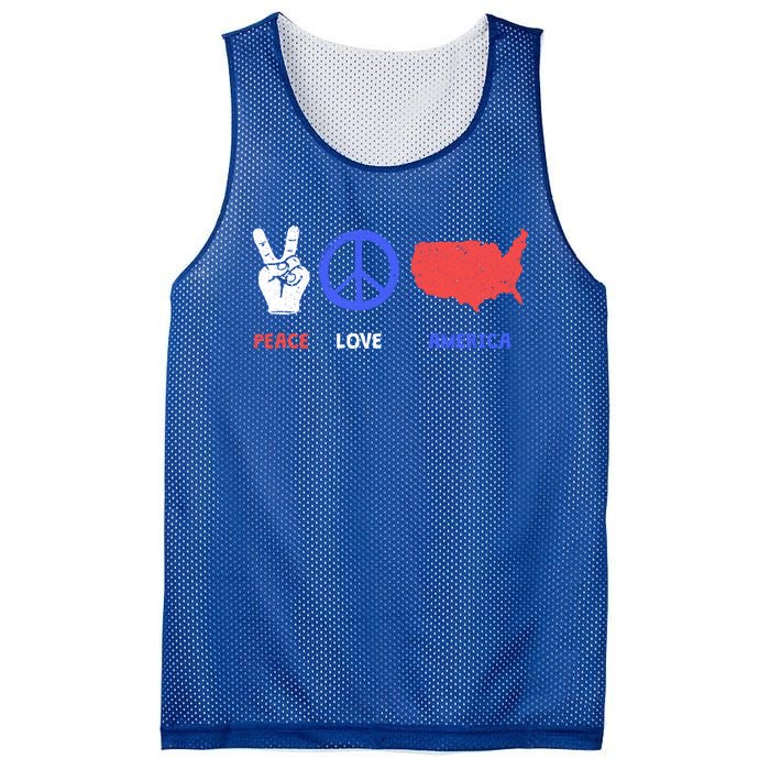 Peace Love America 4th Of July Costume Hippie Patriotic Gift Mesh Reversible Basketball Jersey Tank