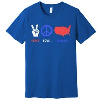 Peace Love America 4th Of July Costume Hippie Patriotic Gift Premium T-Shirt