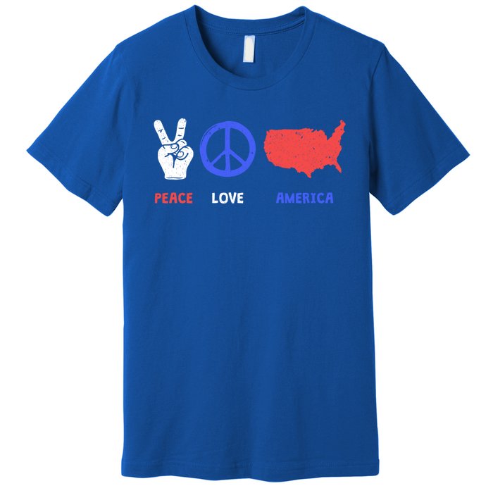 Peace Love America 4th Of July Costume Hippie Patriotic Gift Premium T-Shirt