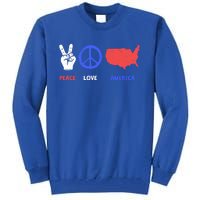 Peace Love America 4th Of July Costume Hippie Patriotic Gift Tall Sweatshirt