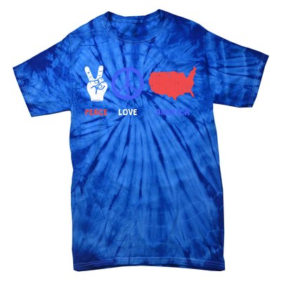 Peace Love America 4th Of July Costume Hippie Patriotic Gift Tie-Dye T-Shirt