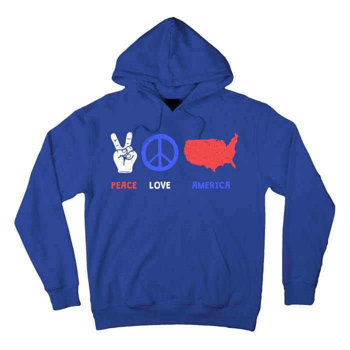 Peace Love America 4th Of July Costume Hippie Patriotic Gift Tall Hoodie