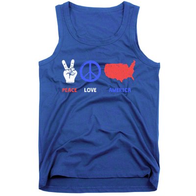 Peace Love America 4th Of July Costume Hippie Patriotic Gift Tank Top