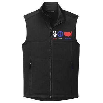 Peace Love America 4th Of July Costume Hippie Patriotic Gift Collective Smooth Fleece Vest