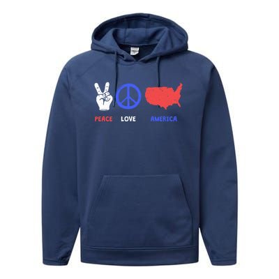 Peace Love America 4th Of July Costume Hippie Patriotic Gift Performance Fleece Hoodie