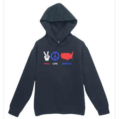 Peace Love America 4th Of July Costume Hippie Patriotic Gift Urban Pullover Hoodie