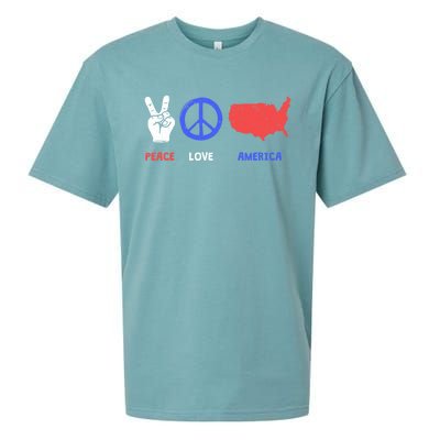 Peace Love America 4th Of July Costume Hippie Patriotic Gift Sueded Cloud Jersey T-Shirt