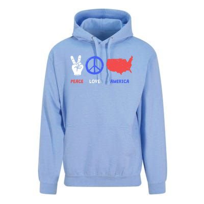 Peace Love America 4th Of July Costume Hippie Patriotic Gift Unisex Surf Hoodie