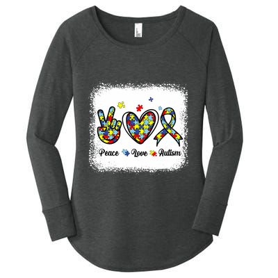 Peace Love Autism Awareness Cute Mom Girl Women's Perfect Tri Tunic Long Sleeve Shirt