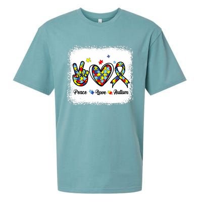 Peace Love Autism Awareness Cute Mom Girl Sueded Cloud Jersey T-Shirt