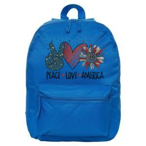 Peace Love America Sunflower Patriotic With Stars 4th July Great Gift 16 in Basic Backpack