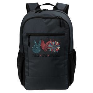 Peace Love America Sunflower Patriotic With Stars 4th July Great Gift Daily Commute Backpack