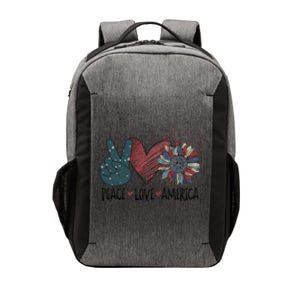 Peace Love America Sunflower Patriotic With Stars 4th July Great Gift Vector Backpack