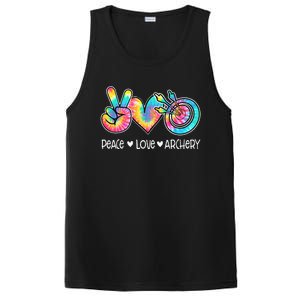 Peace Love Archery Heart Tie Dye PosiCharge Competitor Tank