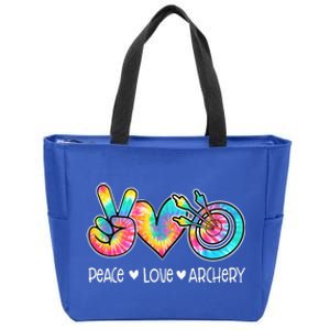 Peace Love Archery Heart Tie Dye Zip Tote Bag