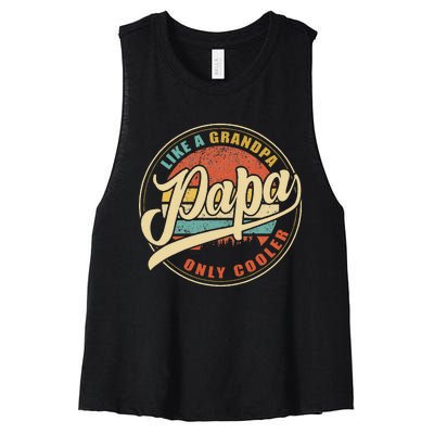 Papa Like A Grandpa Only Cooler Funny Dad Papa Definition Women's Racerback Cropped Tank