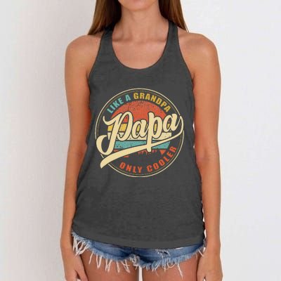 Papa Like A Grandpa Only Cooler Funny Dad Papa Definition Women's Knotted Racerback Tank