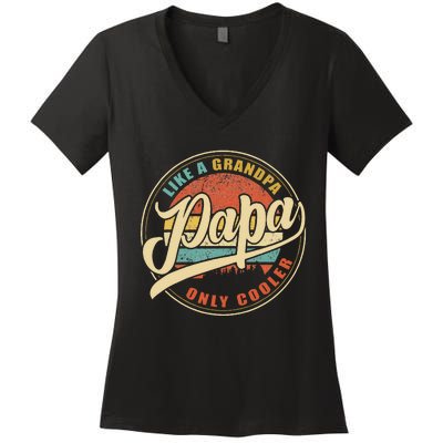 Papa Like A Grandpa Only Cooler Funny Dad Papa Definition Women's V-Neck T-Shirt