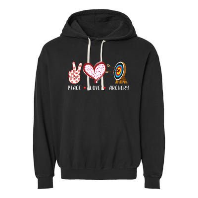 Peace Love Archery Target Gifts Women Archers Garment-Dyed Fleece Hoodie