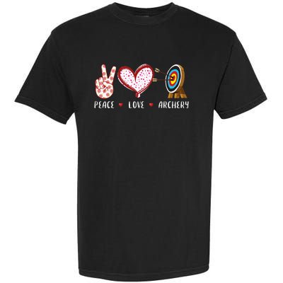 Peace Love Archery Target Gifts Women Archers Garment-Dyed Heavyweight T-Shirt