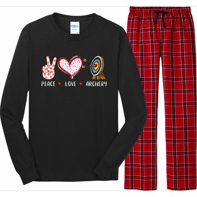 Peace Love Archery Target Gifts Women Archers Long Sleeve Pajama Set