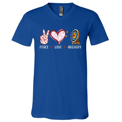 Peace Love Archery Target Gifts Women Archers V-Neck T-Shirt