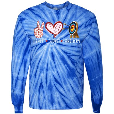 Peace Love Archery Target Gifts Women Archers Tie-Dye Long Sleeve Shirt